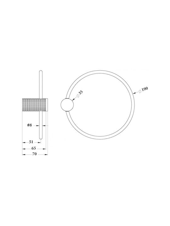 Sparke Single Bathroom Ring with Screws 19x7cm Gray