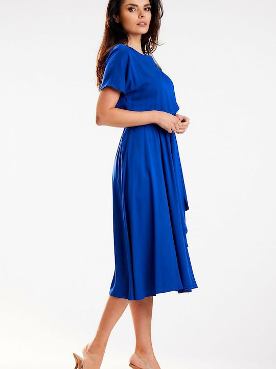 Awama A576 Sommer Midi Kleid Blau