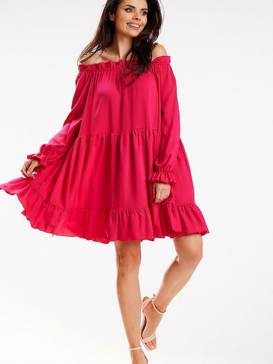 Awama A578 Summer Mini Dress Fuchsia