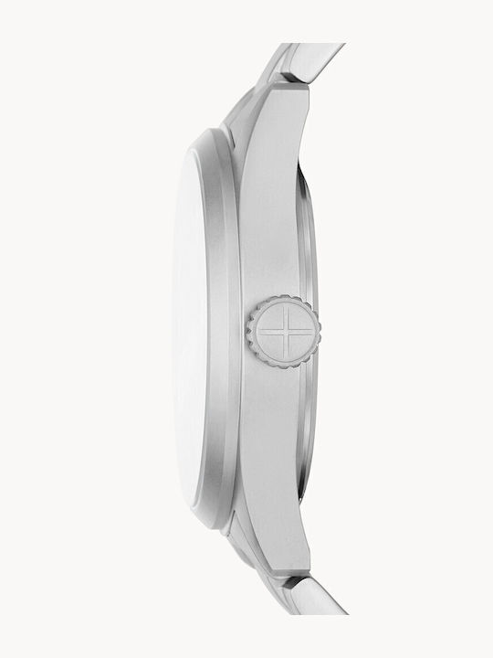 Fossil Ανδρικό Ρολόι 40mm Μπαταρίας με Ασημί Μεταλλικό Μπρασελέ