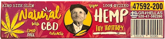 Tou Pappou CBD Hemp Cigarette Rolling Papers King Size 50 sheets 1pcs