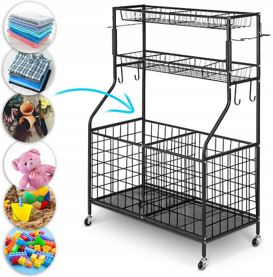 Humberg Metallic Kitchen Trolley 4 Tiers Black 91x41.5x123.5cm