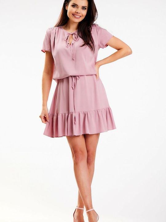 Awama A579 Summer Mini Dress Pink