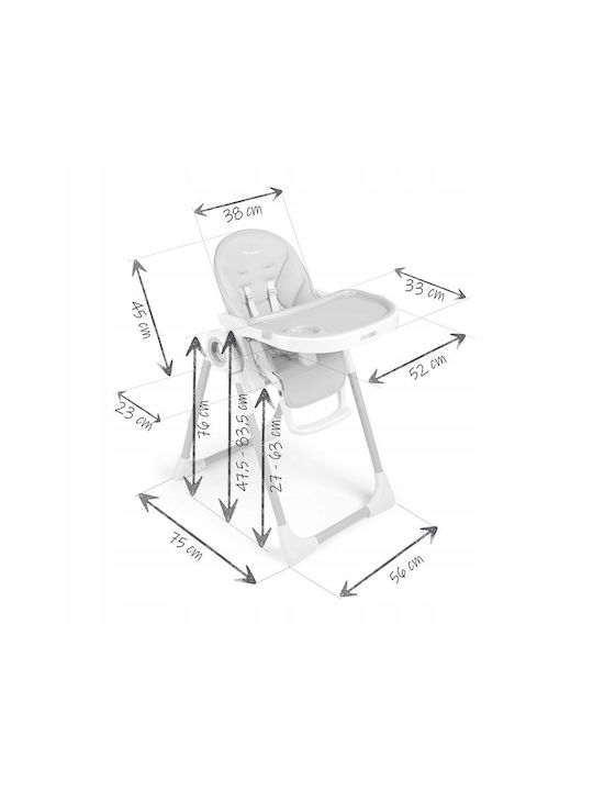 Nukido Belo Foldable Baby Highchair 3 in 1 with Adjustable Height Gray