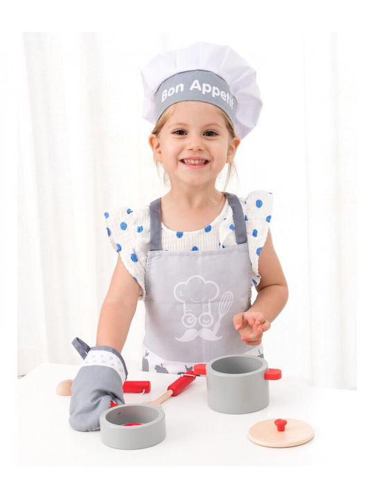 New Classic Toys Kids Apron with Chefs Hat White 28x24cm 3pcs