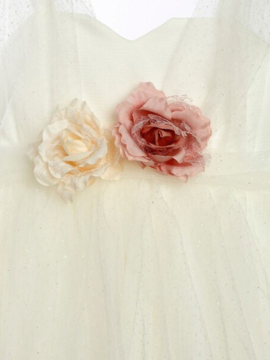 Lollipop White Baptism Clothing Set with Hair Accessories & Dress made of Tulle 2pcs