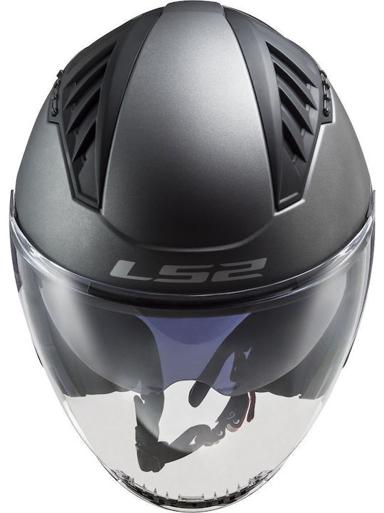 LS2 OF600 Copter Jet Helmet with Sun Visor ECE 22.05 1250gr Titanium Matt