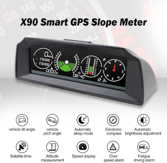 X90 Car Voltmeter, Inclinometer and Speedometer Digital Instrument Multifunctional Car GPS