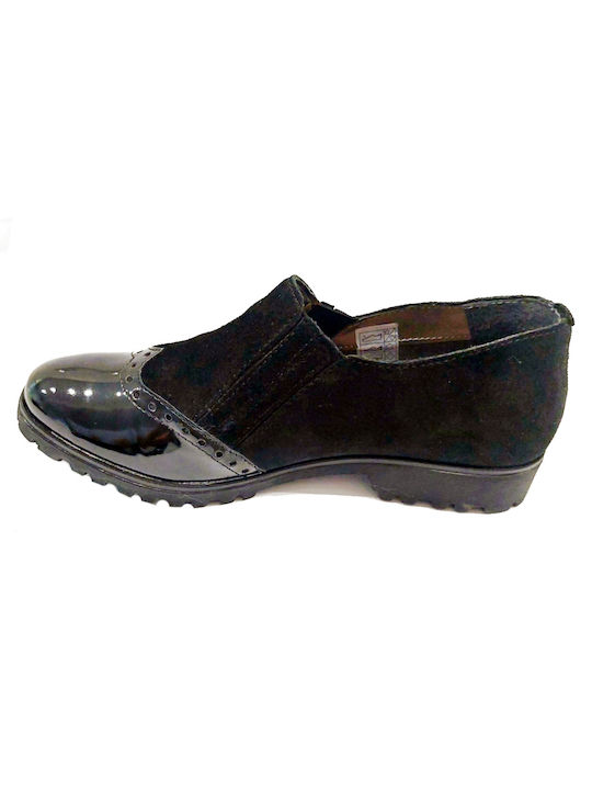 Level Anatomic Patent Leather Women's Moccasins in Black Color