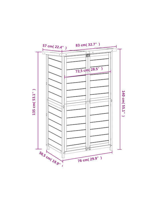 Wooden Garden Shed L0.83xW0.57xH1.4m