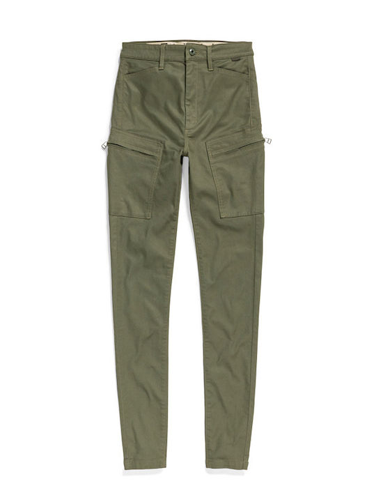 G-Star Raw Damen Baumwolle Cargo Hose in Enger Passform Khaki