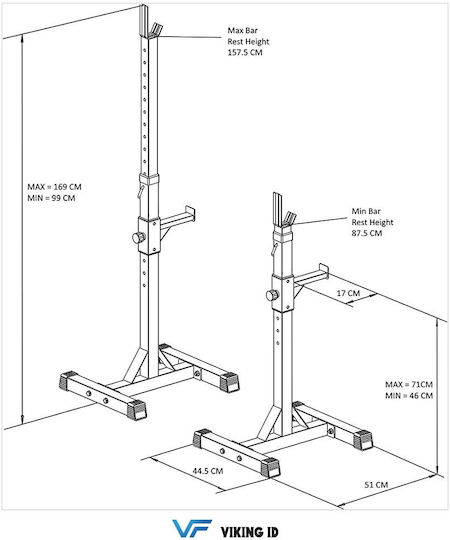 Viking BR-25 Langhantelablage für Hanteln Verstellbar