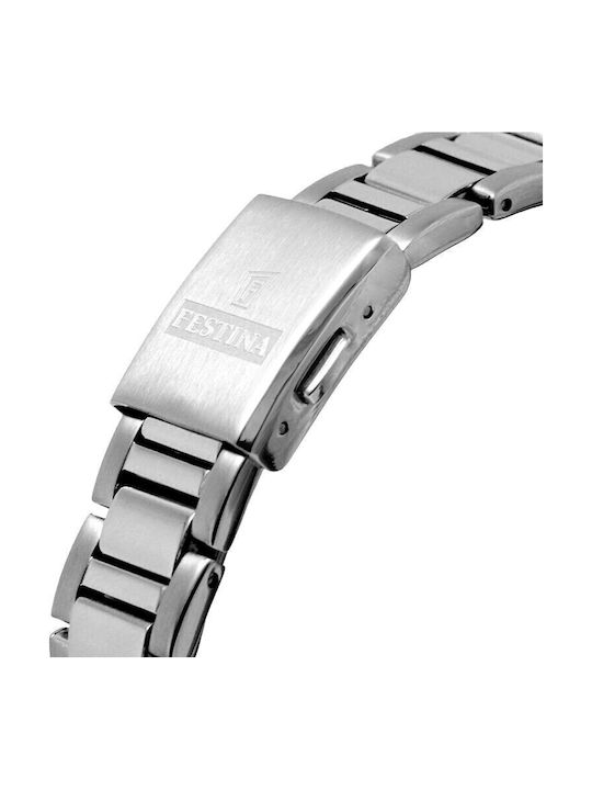 Festina Γυναικείο Ρολόι 34mm Solar με Ασημί Μεταλλικό Μπρασελέ