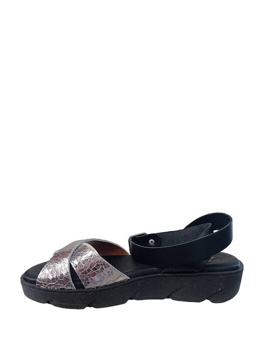 Anatomic Leather Women's Sandals with Ankle Strap Black