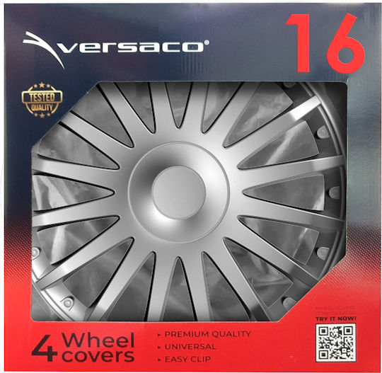 AMiO Car Hubcap Set 16" 4pcs Silver