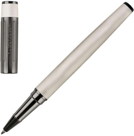 Boss Gear Ribs Writing Pen White made of Brass with Blue Ink