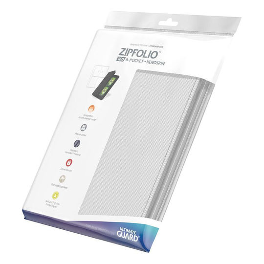 Ultimate Guard Zipfolio 160 8-Pocket XenoSkin Binder 4-Pocket Standard Size Λευκό