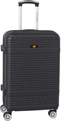 CAT Medium Travel Suitcase Hard Black with 4 Wheels Height 60cm.
