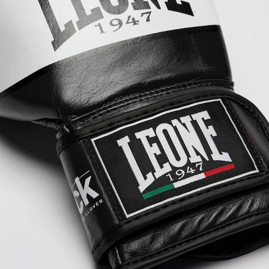 Leone Shock Boxing Gloves Leather for Match Black