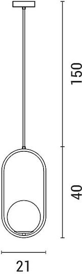 Eurolamp Adjustable Pendant Light Gold with Socket E27 20x20x40cm