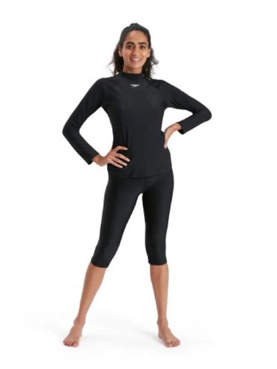 Speedo UPF 40+ Γυναικεία Μακρυμάνικη Αντηλιακή Μπλούζα Μαύρη