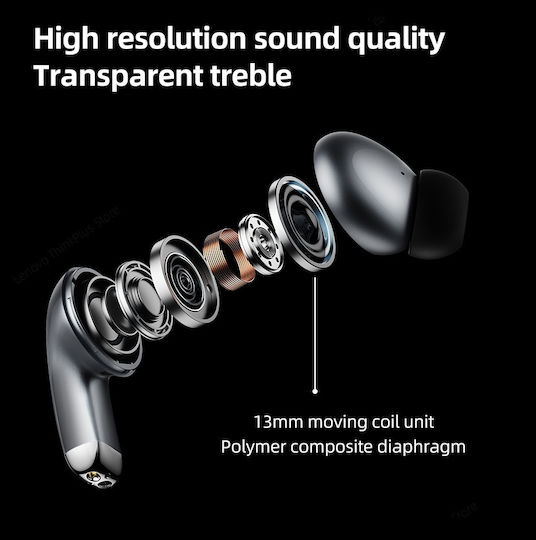 Lenovo LP5 In-ear Bluetooth Handsfree Ακουστικά με Θήκη Φόρτισης Μαύρα