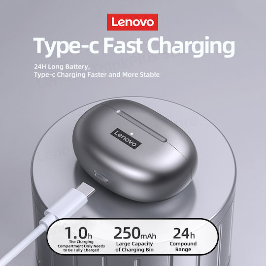Lenovo LP5 In-ear Bluetooth Handsfree Ακουστικά με Θήκη Φόρτισης Μαύρα