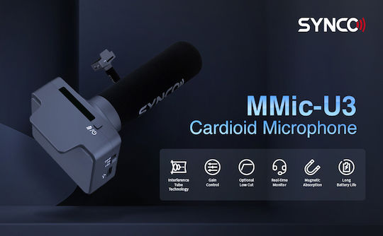 Synco SY-U3-MMIC Δυναμικό Μικρόφωνο Shock Mounted για Φωνητικά