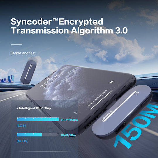 Synco P1T Безжично Микрофон Πέτου, Clip On за Вокали в Gray Цвят