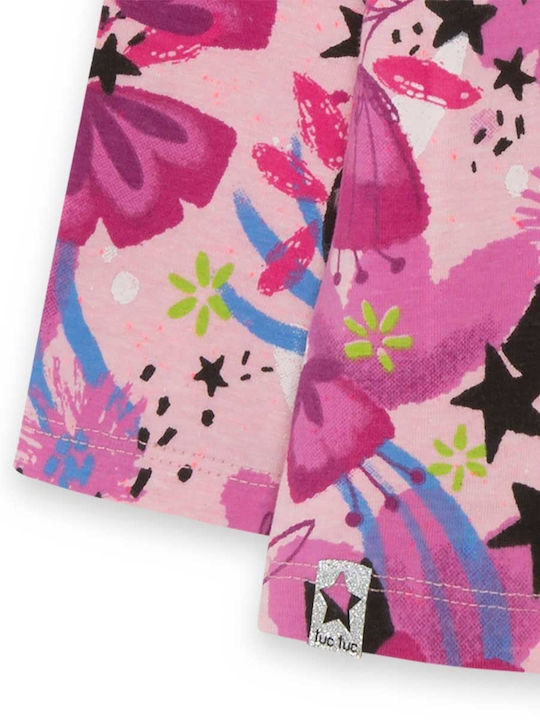 Kinderkleid Langärmelig Denim Blumen Set mit Bluse Rosa