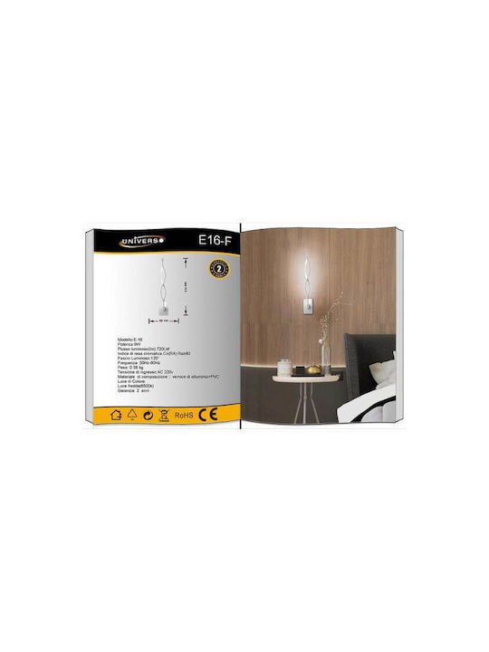 Universo Illuminazione Modern Lamp Wall with Integrated LED and Cool White Light 6.6x6.6cm