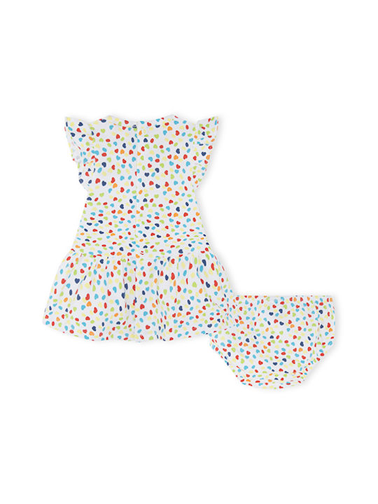 Tuc Tuc Mädchen Kleid Set mit Zubehör Polka Dot Kurzärmelig Weiß