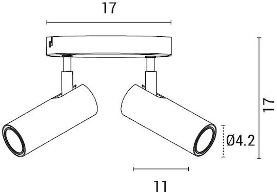 Eurolamp Διπλό Σποτ με Ντουί GU10 σε Μαύρο Χρώμα