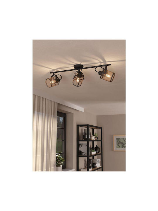 Eglo Dellow Triple Spot with Socket E27 in Black Color