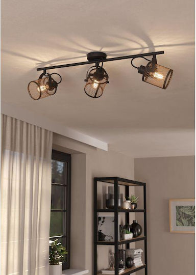 Eglo Dellow Triple Spot with Socket E27 in Black Color Eglo Dellow Triple Spot with Socket E27 in Black Color