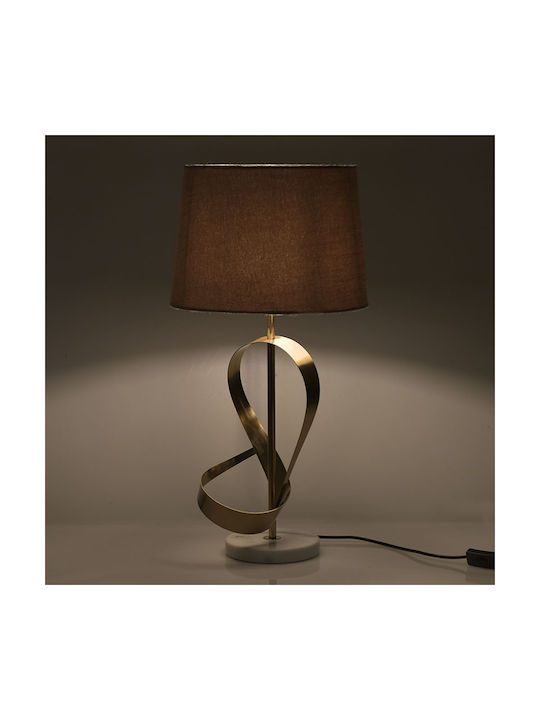 Inart Metal Table Lamp with Beige Shade and Gold Base