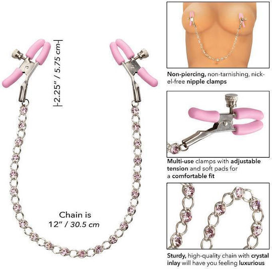 Calexotics First Time Crystal Nipple Teasers Cleme pentru Sfârcuri Pink