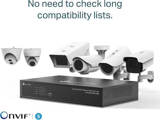 TP-LINK v1 Записващо устройство NVR 8 Канала с Резолюция Full HD+ VIGI NVR1008H-8MP