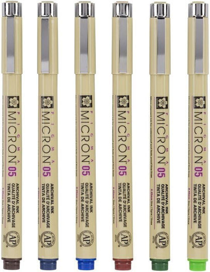 Sakura Sakura Pigma Micron Μαρκαδόροι Σχεδίου 0.45mm Σετ 6 χρώματα