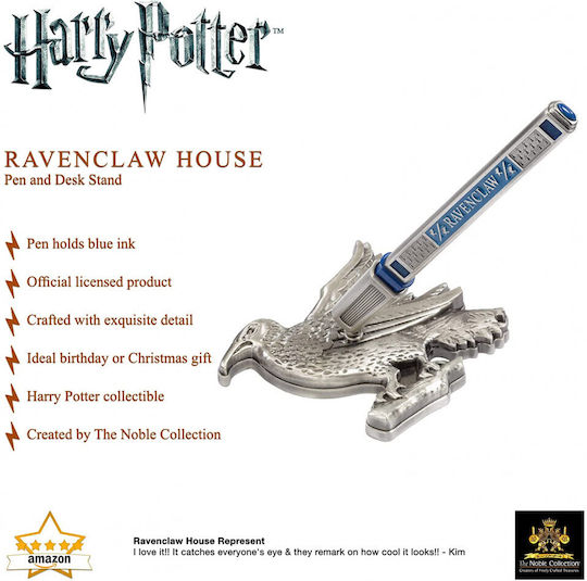 The Noble Collection Ravenclaw House Pen and Desk Stand Pix Ballpoint Colorat cu cerneală Albastru Ravenclaw