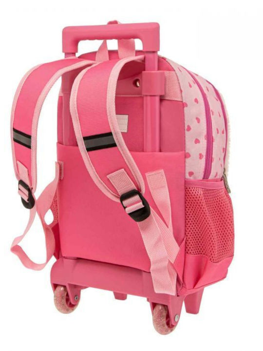 Polo Junior Los Ninos Σχολική Τσάντα Τρόλεϊ Νηπιαγωγείου Ροζ με Θήκη για Παγούρι 10lt