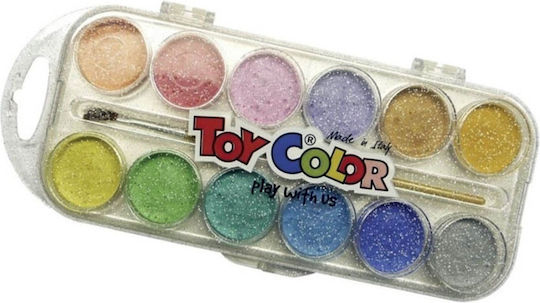 Toy Color Pearlescent Set of Watercolours Multicolored with Brush 12pcs