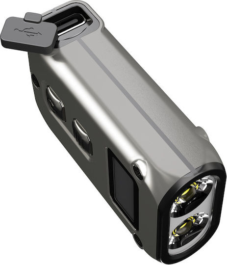 NiteCore Презареждащ се Φακός Μπρελόκ LED Waterproof IP54 με Μέγιστη Φωτεινότητα 500лм TINI2 Ti Сив