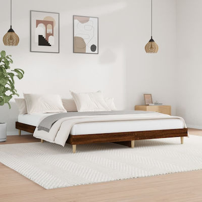 Bed Base Queen Size made of Wood Brown 160x200cm.