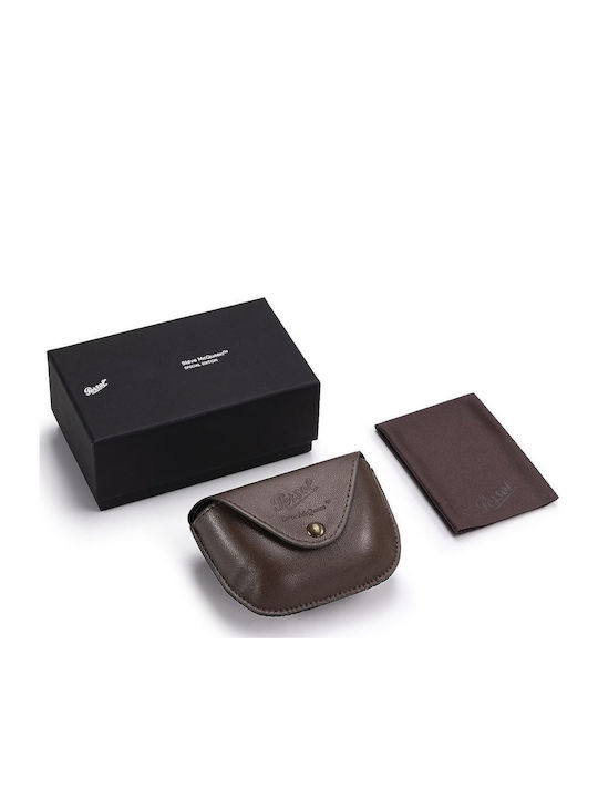 Persol Steve McQueen Мъжки Слънчеви Очила с Кафяв Костенурков Пластмасов Рамка и Сив Преливащ Поляризирани Стъкла PO0714SM 96/56