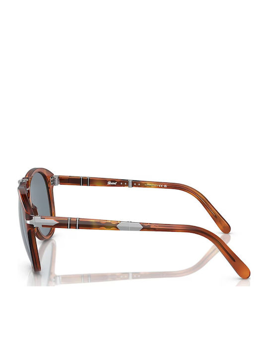 Persol Steve McQueen Мъжки Слънчеви Очила с Кафяв Костенурков Пластмасов Рамка и Сив Преливащ Поляризирани Стъкла PO0714SM 96/56