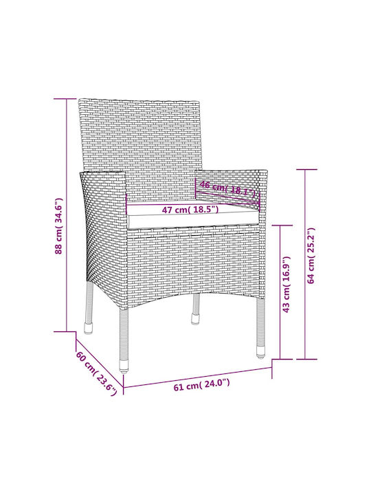 Outdoor Dining Set 9 Pieces Black with Pillows