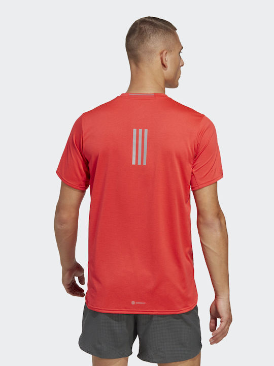 Adidas Designed 4 Running Ανδρικό Αθλητικό T-shirt Κοντομάνικο Κόκκινο