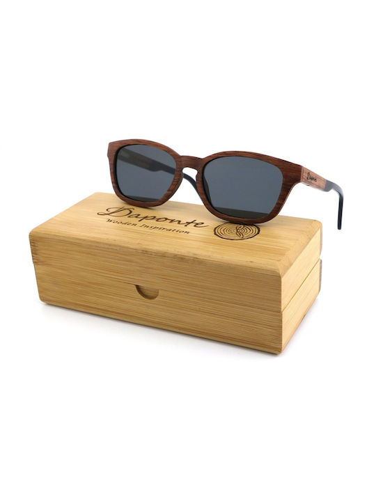 Daponte Unisex Γυαλιά Ηλίου με Καφέ Ξύλινο Σκελετό και Ροζ Polarized Φακό DAP438H#4