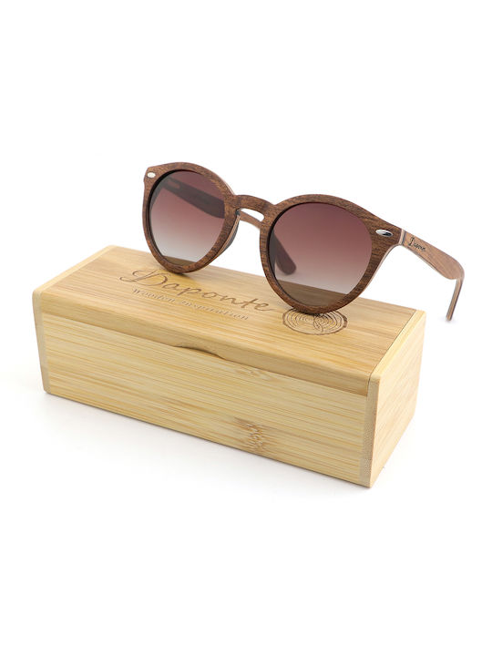 Daponte Sunglasses with Brown Wooden Frame and Brown Gradient Polarized Lens DAP040K#G5